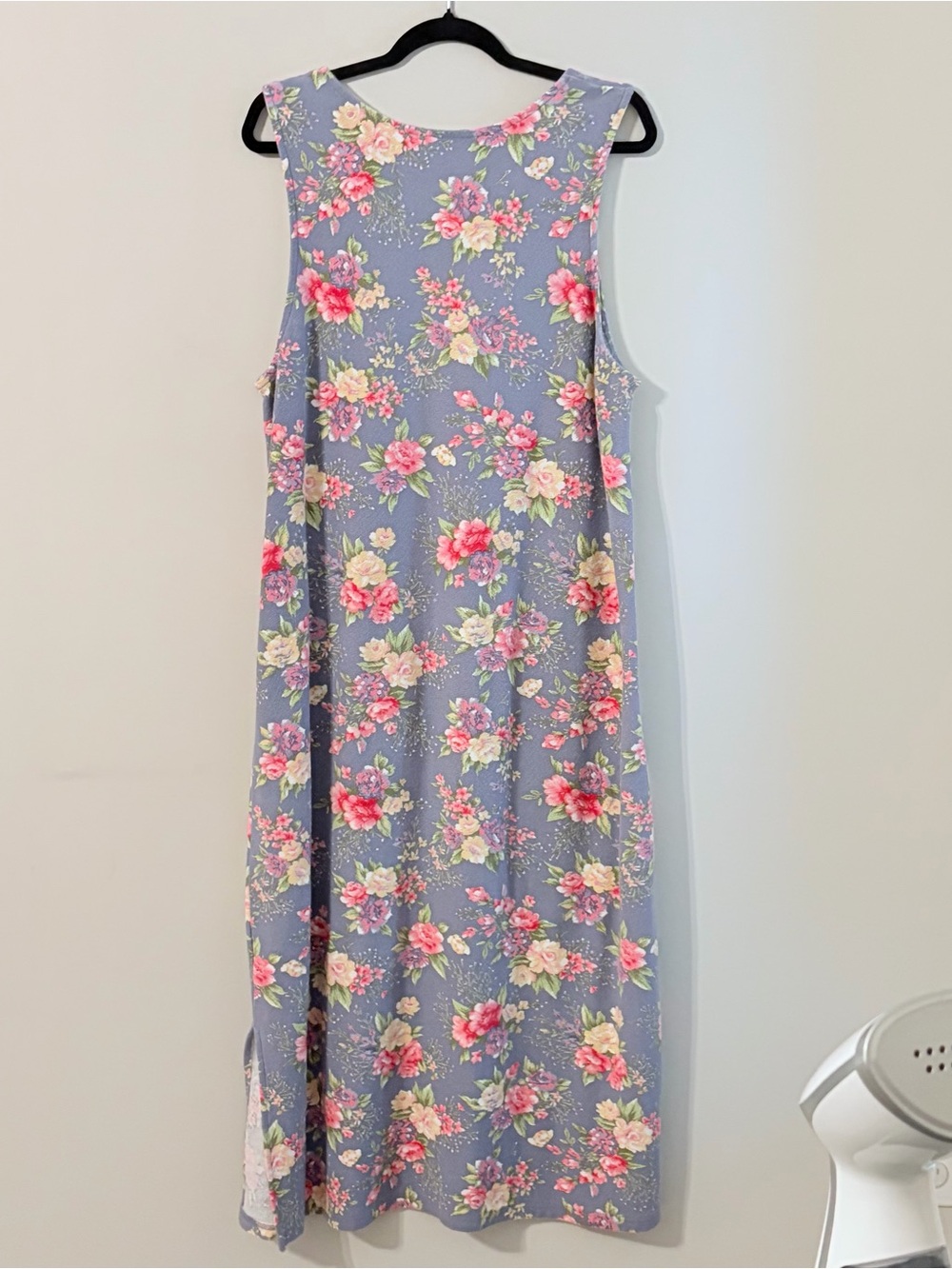 Bechamel Blue Floral Cotton Maxi Dress Sleeveless Cottagecore Size M - Picture 3 of 7